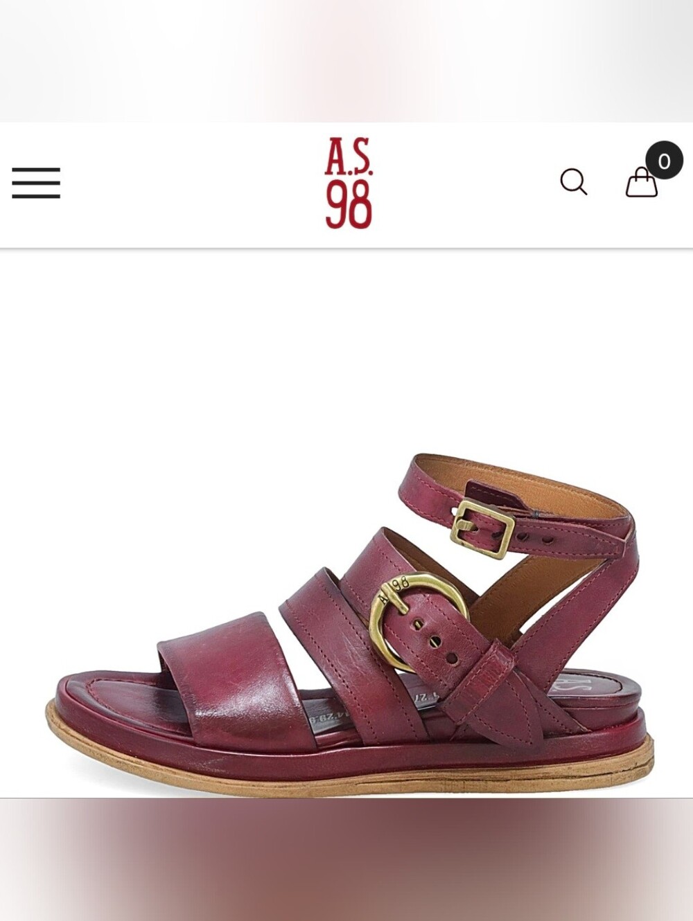 A.S.98 Burgundy Leather Strappy Sandals